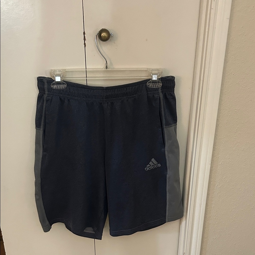 Adidas Men's Dark Blue and Gray Athletic Shorts